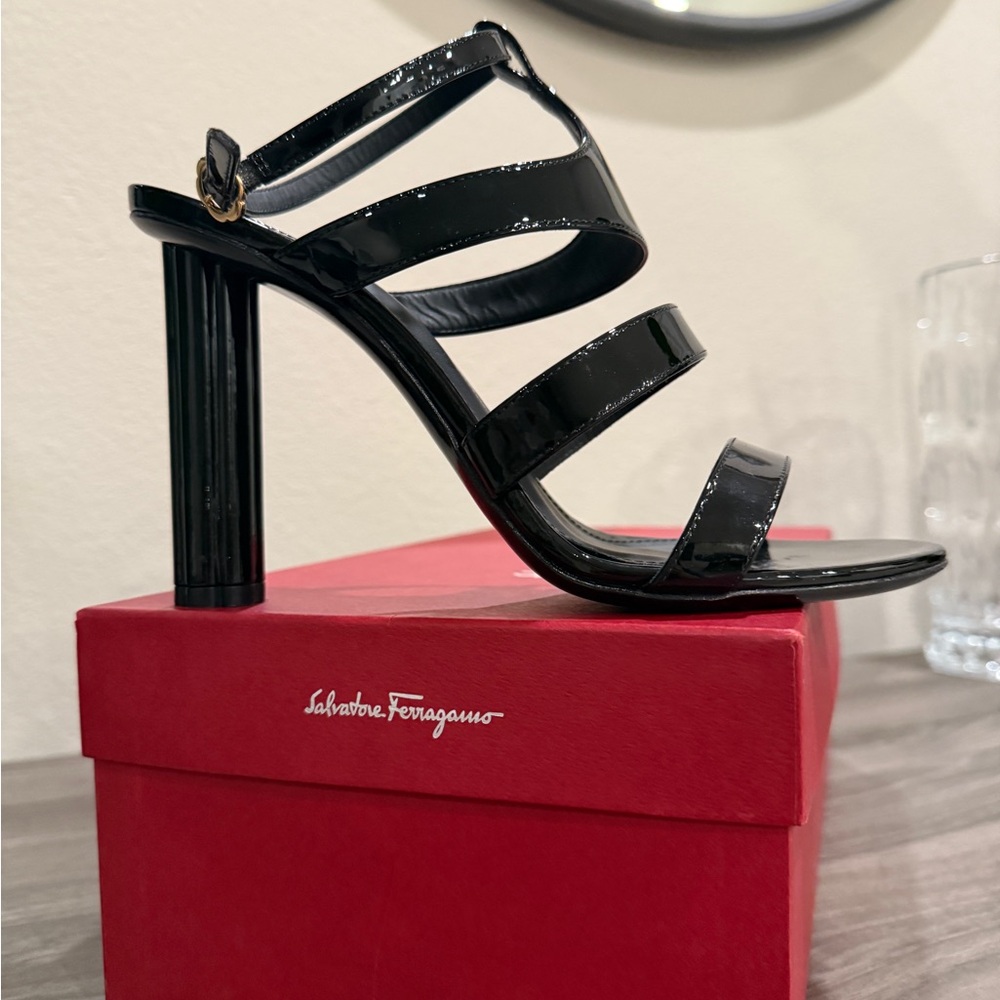 Salvatore Ferragamo Black Multi-Strap High Heel Sandals (size 8) - Picture 4 of 6